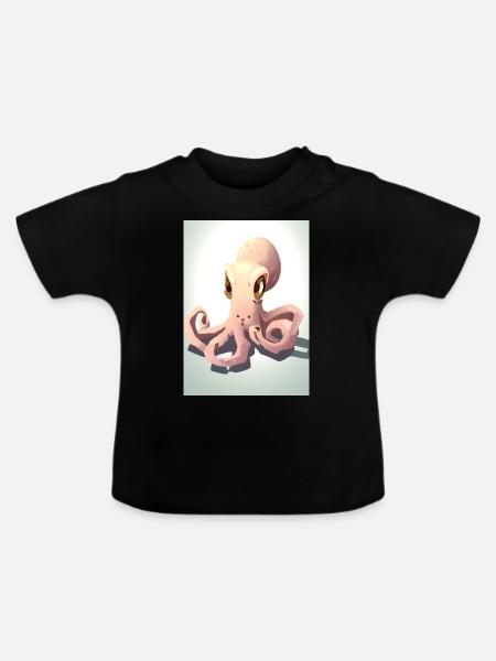 Niedlicher Oktopus - Baby Bio-T-Shirt mit Rundhals - Schwarz