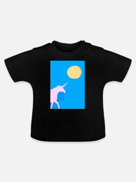 Minimales Einhorn - Baby Bio-T-Shirt mit Rundhals - Schwarz