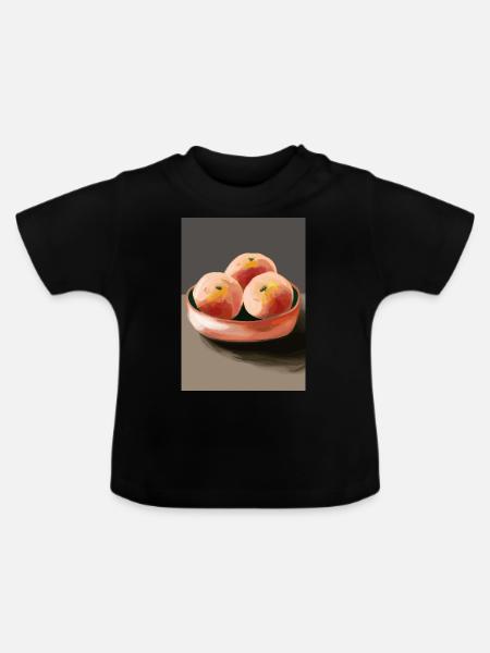 Drei Pfirsiche - Baby Bio-T-Shirt mit Rundhals - Schwarz