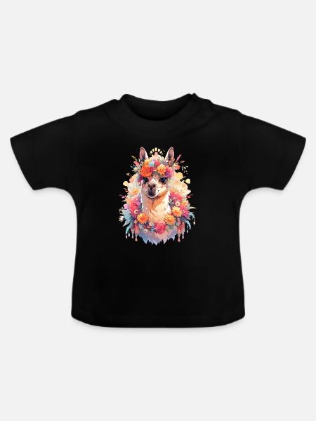 Lama - Baby Bio-T-Shirt mit Rundhals - Schwarz