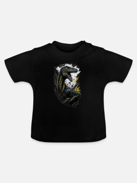 Velociraptor - Baby Bio-T-Shirt mit Rundhals - Schwarz