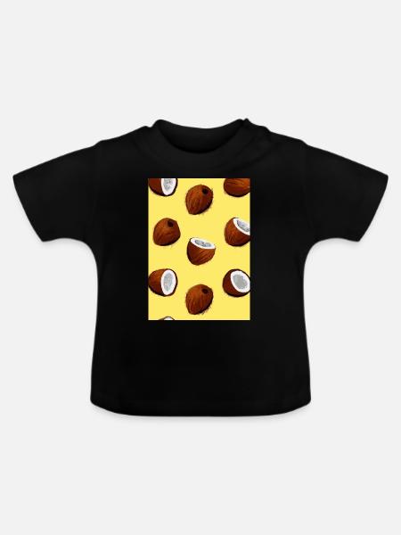 Kokosnuss-Muster - Baby Bio-T-Shirt mit Rundhals - Schwarz