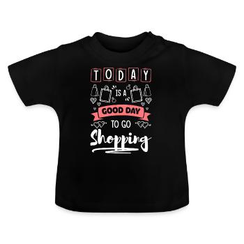 Einkauf Shopaholik Kaufen Geld - Baby Bio-T-Shirt mit Rundhals - Schwarz - Vorne