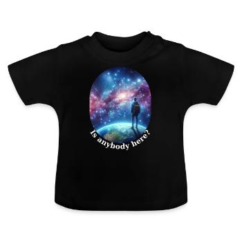 Ist jemand hier? - Baby Bio-T-Shirt mit Rundhals - Schwarz - Vorne