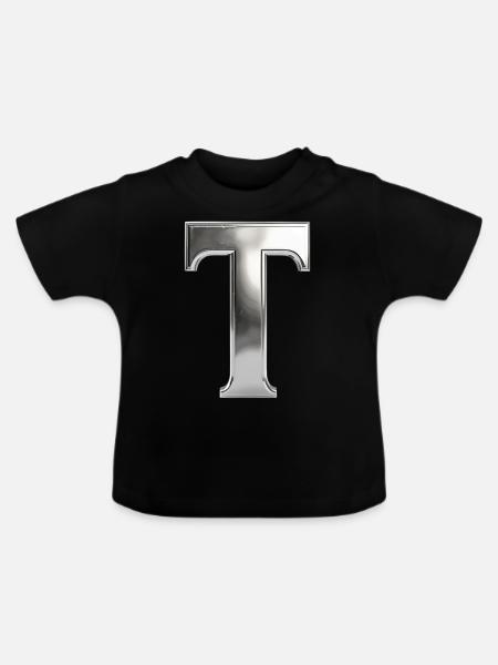 Chrome ,, T " Metallic - Baby Bio-T-Shirt mit Rundhals - Schwarz