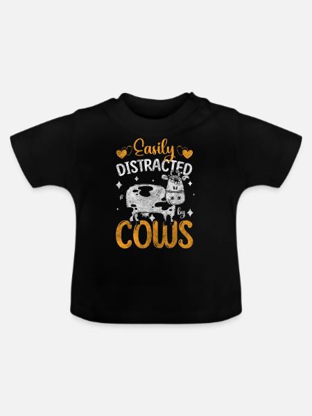 Kuh Stall Milchbauer - Baby Bio-T-Shirt mit Rundhals - Schwarz
