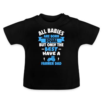 Baby,Papa Landwirt,Geburtsgeschenk,Vatertag - Baby Bio-T-Shirt mit Rundhals - Schwarz - Vorne