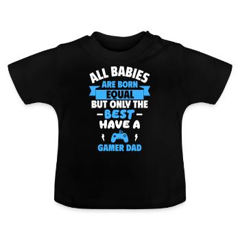 Baby,Dad Gamer,Geek,Gaming,Birth Gift - Baby Organic T-Shirt with Round Neck - black - Front