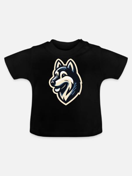 Husky im Profil - Baby Bio-T-Shirt mit Rundhals - Schwarz