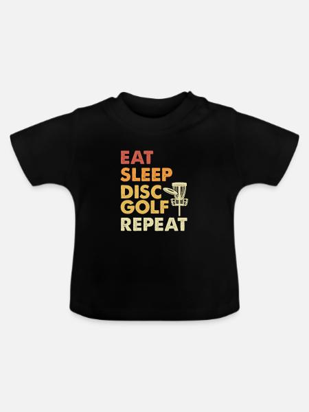 Essen schlafen discgolf - Baby Bio-T-Shirt mit Rundhals - Schwarz