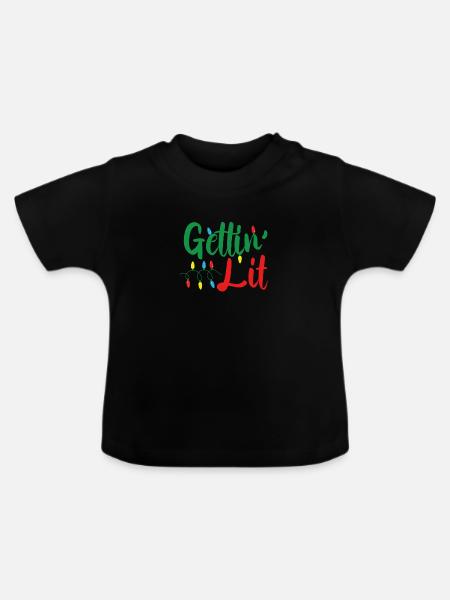 Weihnachtskerzen anzünden - Baby Bio-T-Shirt mit Rundhals - Schwarz