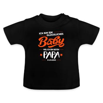 Glückliches Baby Bester Papa Best Dad Happy - Baby Bio-T-Shirt mit Rundhals - Schwarz - Vorne