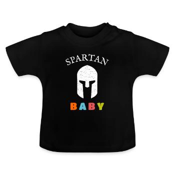 Spartanischer Babykrieger - Baby Bio-T-Shirt mit Rundhals - Schwarz - Vorne