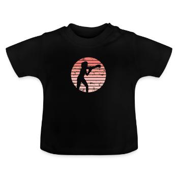 Boxen Mädchen Sonnenuntergang - Baby Bio-T-Shirt mit Rundhals - Schwarz - Vorne
