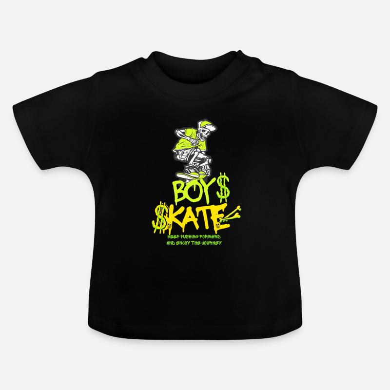 Junge Skateboarding Schädel Grafikdesign - Baby Bio-T-Shirt mit Rundhals - Schwarz