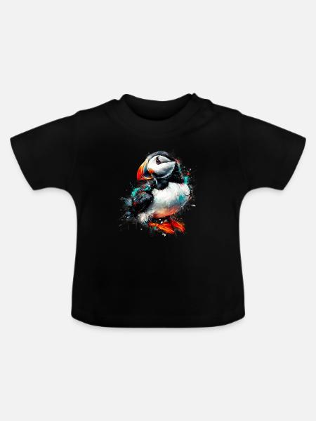 Papageitaucher - Baby Bio-T-Shirt mit Rundhals - Schwarz