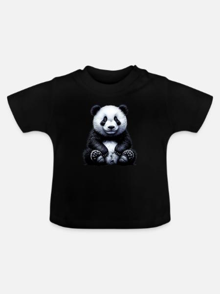Panda - Baby Bio-T-Shirt mit Rundhals - Schwarz