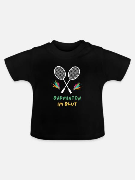 Badminton im Blut - Baby Bio-T-Shirt mit Rundhals - Schwarz