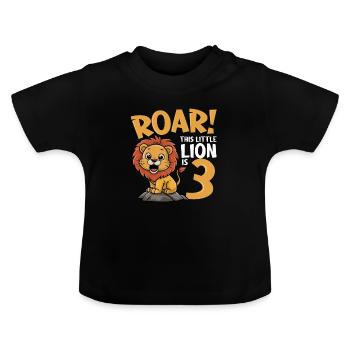 3 Anniversaire Garçon Lion - T-shirt bio col rond Bébé - noir - Devant