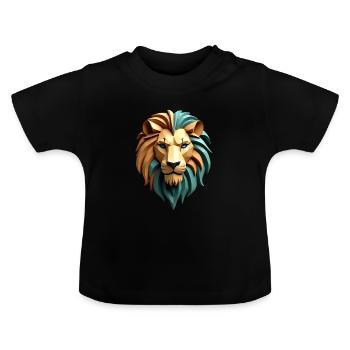 Lion Polygone Lion Motif Animal Art Lion - T-shirt bio col rond Bébé - noir - Devant
