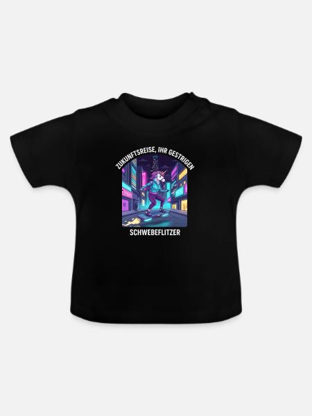 Zukunftseinhorn - Baby Bio-T-Shirt mit Rundhals - Schwarz