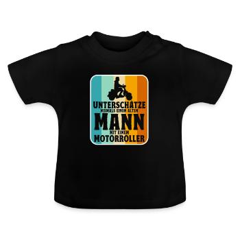Rollerfahrer Geschenke Motorroller Scooter - Baby Bio-T-Shirt mit Rundhals - Schwarz - Vorne