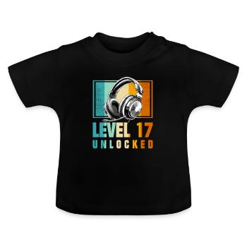 17e anniversaire Garçon Vidéo Gamer Niveau 17 Débloqué - T-shirt bio col rond Bébé - noir - Devant