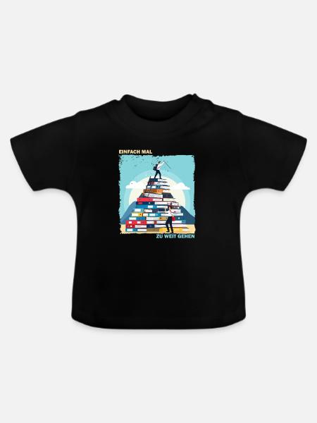 Bücherstapel Aufstieg - Baby Bio-T-Shirt mit Rundhals - Schwarz