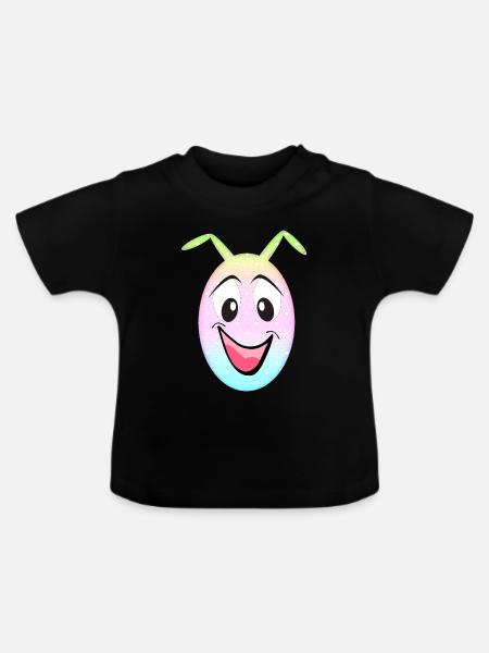Pastellherzen Smile Ei Kawaii - Baby Bio-T-Shirt mit Rundhals - Schwarz