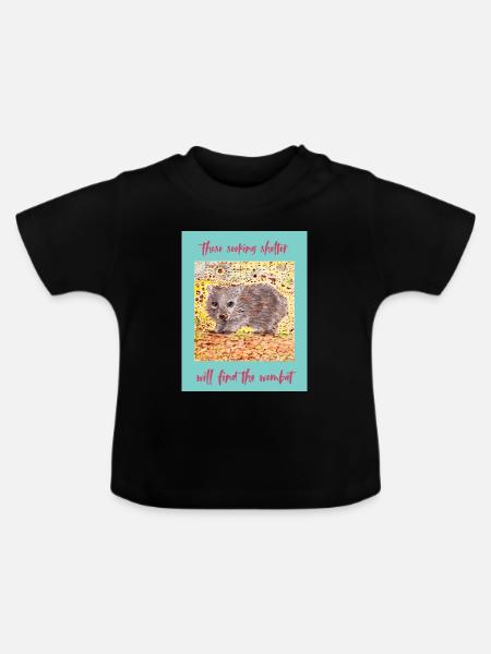 Wombat Zuflucht im Wald - Baby Bio-T-Shirt mit Rundhals - Schwarz