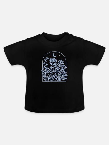 Mondlicht Garten im Bogen - Baby Bio-T-Shirt mit Rundhals - Schwarz