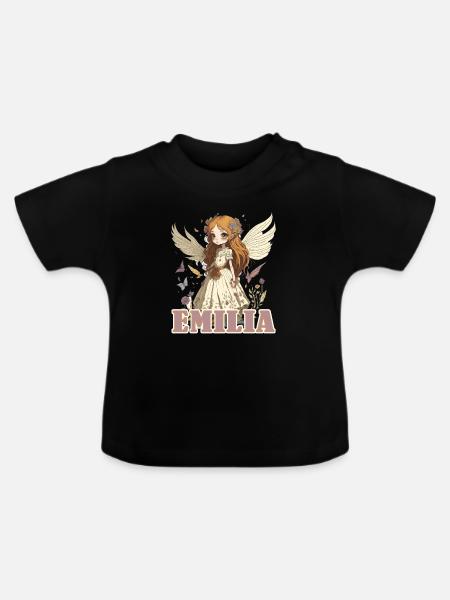 Emilia - Mädchenname - Fee - Baby Bio-T-Shirt mit Rundhals - Schwarz