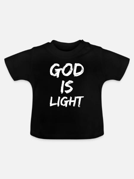 god is light - Baby Bio-T-Shirt mit Rundhals - Schwarz