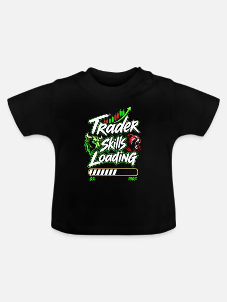 Trader skills loading - Baby Bio-T-Shirt mit Rundhals - Schwarz
