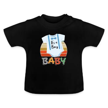 Baby It s a Boy Junge - Baby Bio-T-Shirt mit Rundhals - Schwarz - Vorne