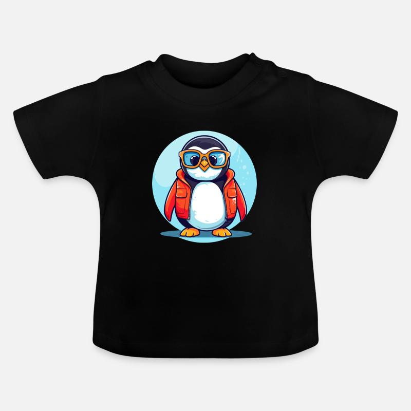 Pingouin à lunettes - T-shirt bio col rond Bébé - noir