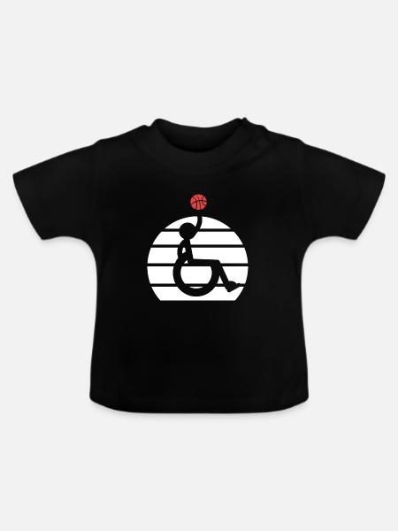 Rollstuhl - Baby Bio-T-Shirt mit Rundhals - Schwarz