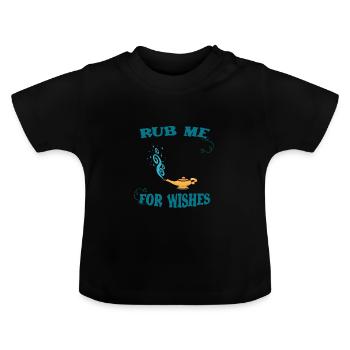 Magic lamp rubbing for wishes Gini genie - Baby Organic T-Shirt with Round Neck - black - Front