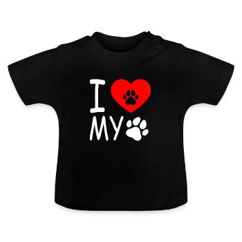 J’aime mon chien - T-shirt bio col rond Bébé - noir - Devant