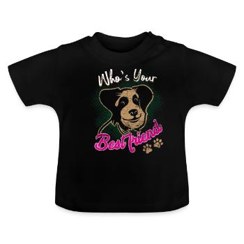 Dog and dogs - Baby Organic T-Shirt with Round Neck - black - Front
