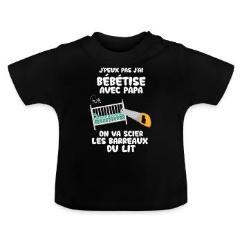 Bébé Et Papa Bricoleurs Cadeau Humour Naissance - T-shirt bio col rond Bébé - noir - Devant