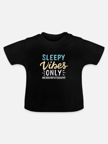 Sleepy Vibes Only - Baby Bio-T-Shirt mit Rundhals - Schwarz