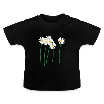 daisies - Baby Organic T-Shirt with Round Neck - black - Front