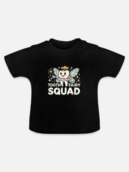 Zahnfeen-Truppe - Baby Bio-T-Shirt mit Rundhals - Schwarz