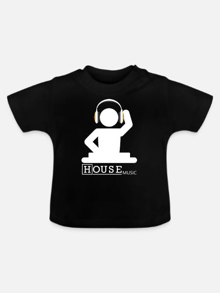 House Music - Baby Bio-T-Shirt mit Rundhals - Schwarz