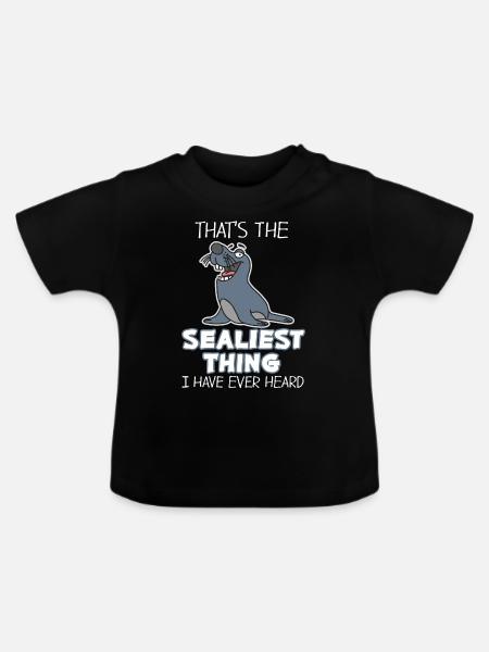 Seehund - Baby Bio-T-Shirt mit Rundhals - Schwarz