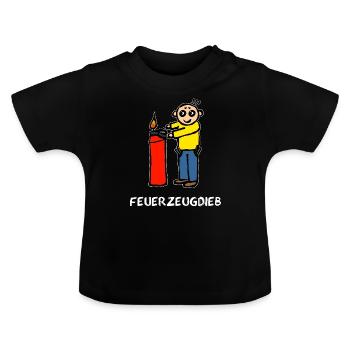 Feuerzeugdieb Feuerzeug Klauen - Baby Bio-T-Shirt mit Rundhals - Schwarz - Vorne