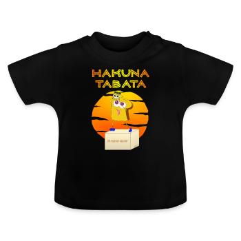 Hakuna Tabata! No Pain No Tartine - Baby Organic T-Shirt with Round Neck - black - Front