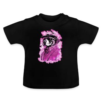 Pas d’excuses Gangster Dog pas d’excuses rose - T-shirt bio col rond Bébé - noir - Devant