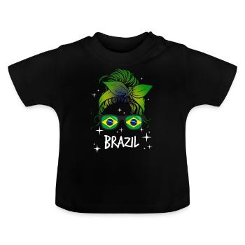 Brazil - Baby Organic T-Shirt with Round Neck - black - Front